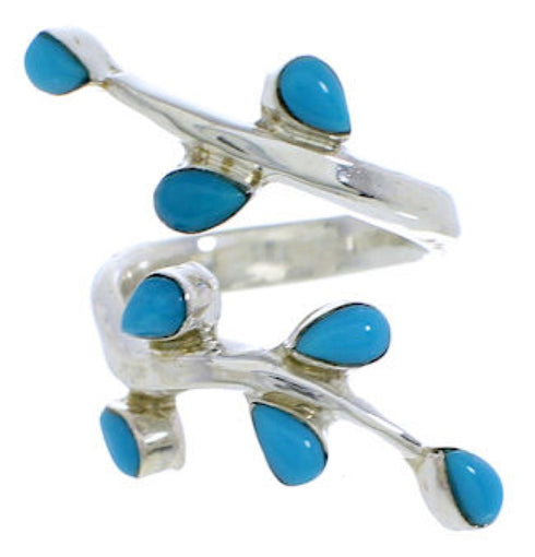 Southwest Turquoise Sterling Silver Ring Size 7-3/4 QX87525